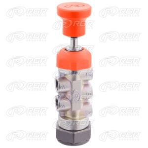 Válvula botão 5/2 vias sem conexão laranja